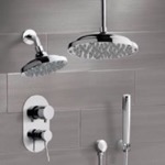 Shower Faucet, Remer DCS01, Chrome Dual Shower Head System With Hand Shower
